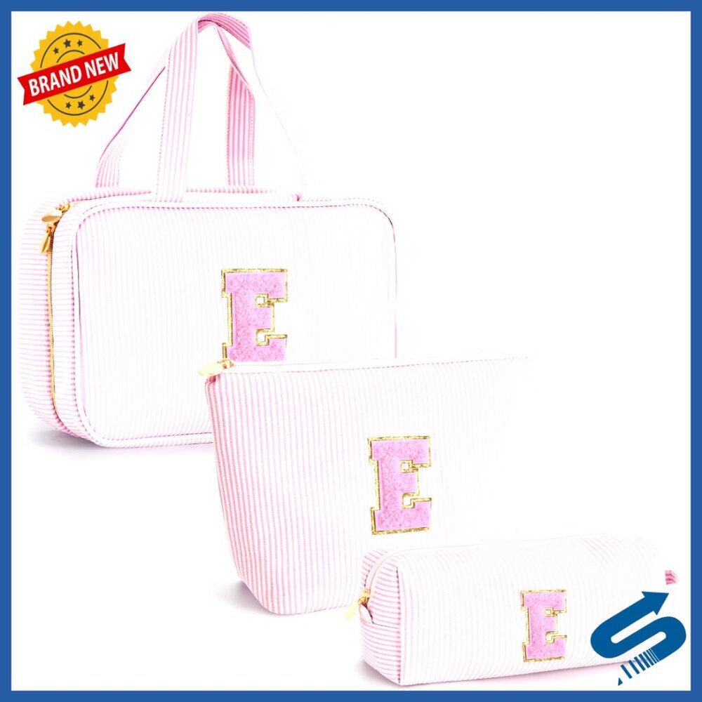 Personalized Toiletry Bag Set Canvas Travel Organizer Monogram Cosmetic Case